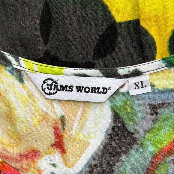 Jams World Womens Sleeveless Dress Parrot Cove Tropical Yellow Black Green XL - Picture 4 of 7